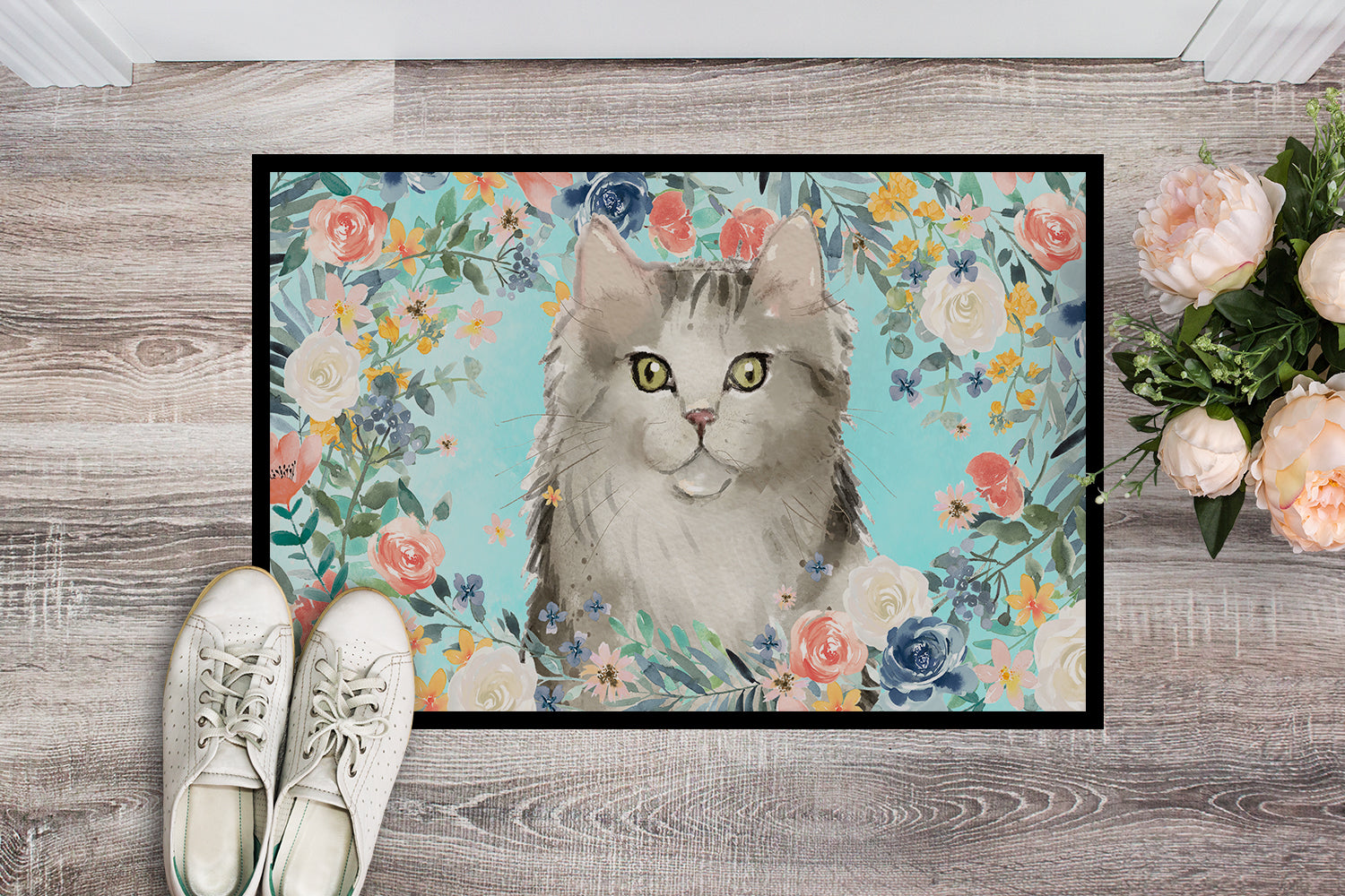 Ragamuffin Spring Flowers Doormat Indoor Outdoor 18H X 27W Front Door Mat Rugs for Entryway, Non Slip Washable