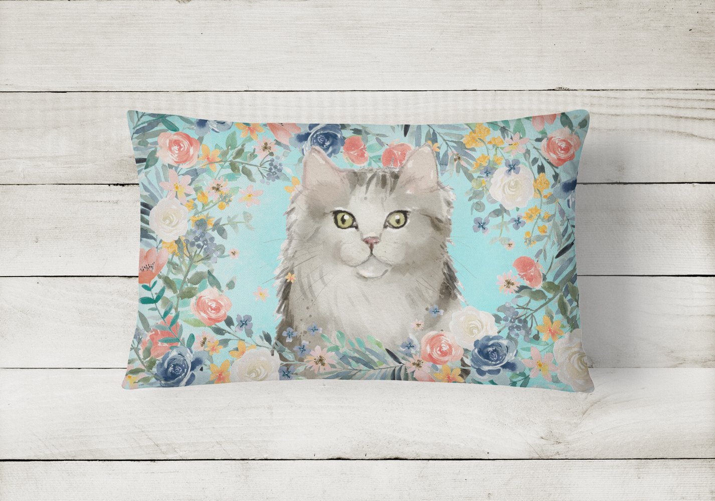 Ragamuffin Spring Flowers Decorative Throw Pillow 12x16 Indoor Outdoor Accent Cushion, Fabric Cover with Insert for Sofa, Bed, Porch & Living Room
