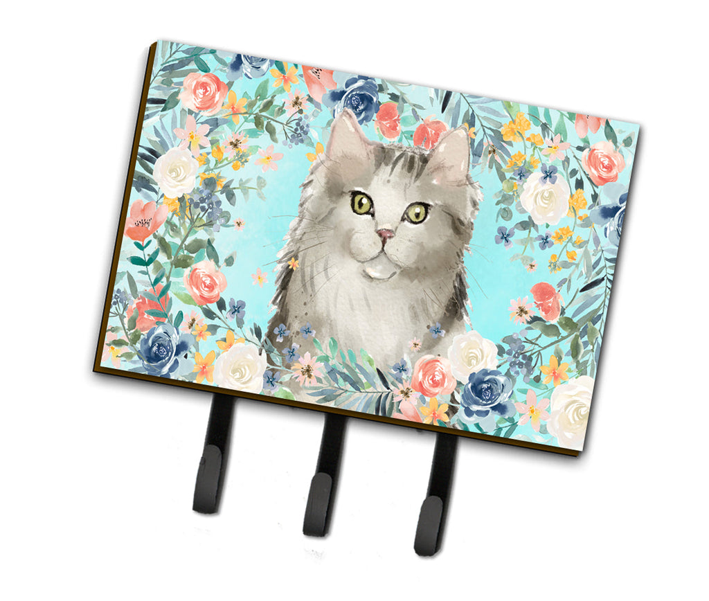 Ragamuffin Spring Flowers Leash or Key Holder Wall Hooks, Coat Rack Wall Mount, for Hanging Keys, Towels, Aprons, Leashes