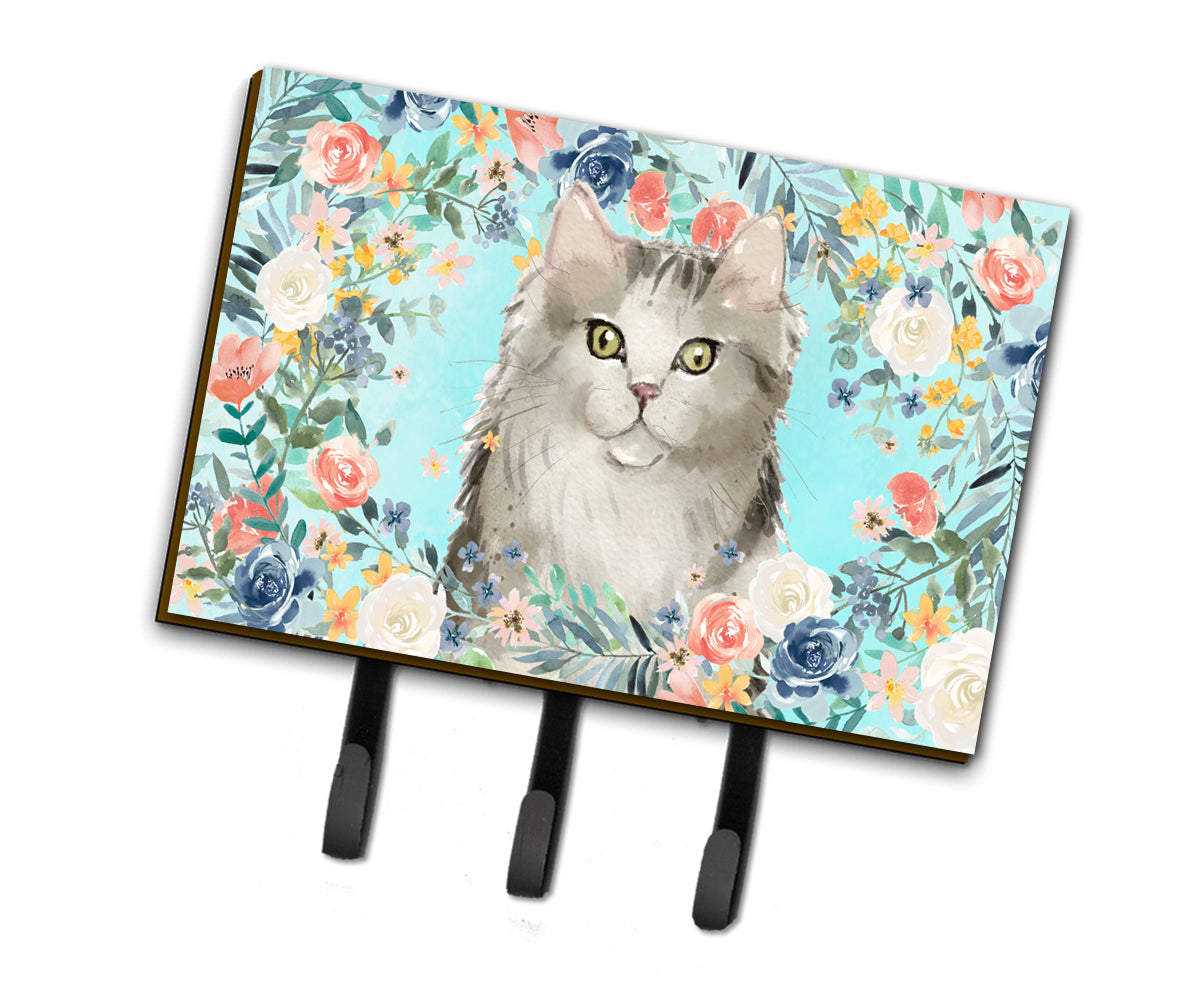 Ragamuffin Spring Flowers Leash or Key Holder Wall Hooks, Coat Rack Wall Mount, for Hanging Keys, Towels, Aprons, Leashes