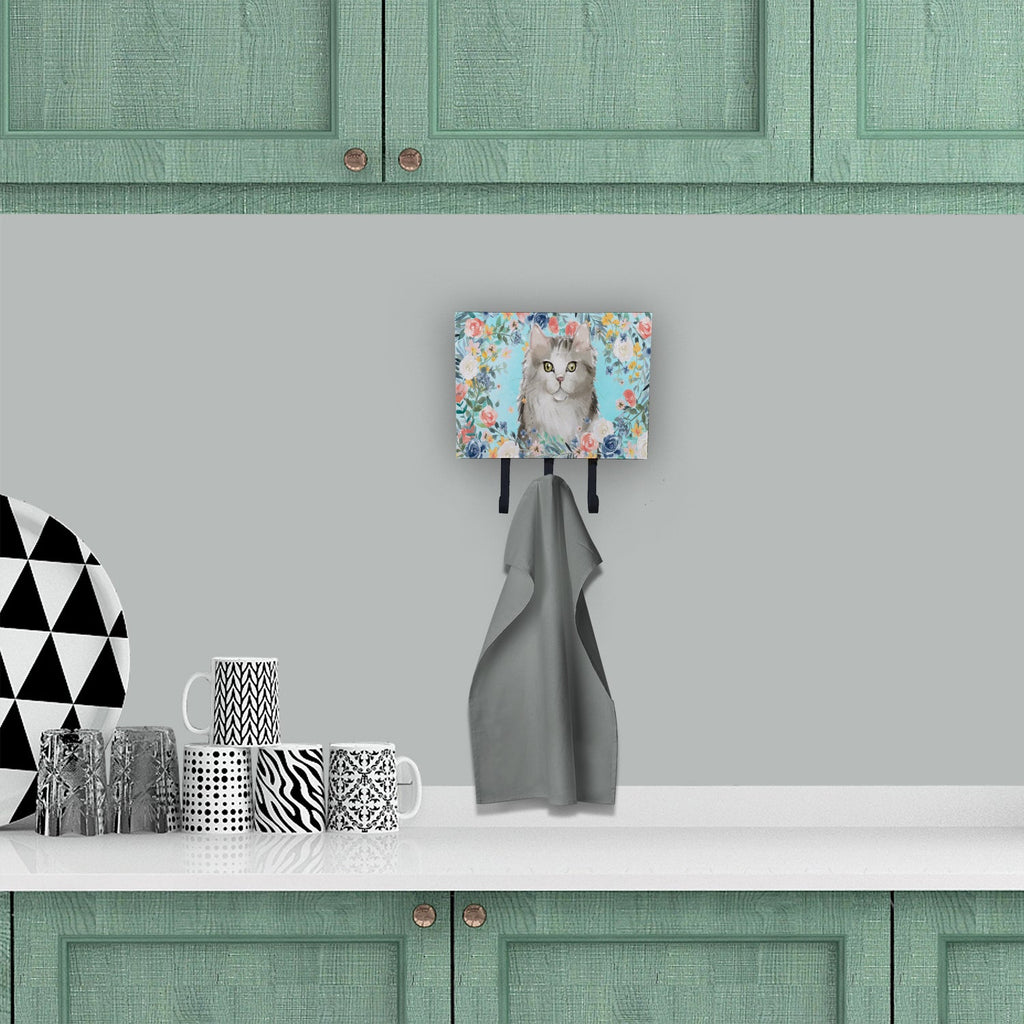 Ragamuffin Spring Flowers Leash or Key Holder Wall Hooks, Coat Rack Wall Mount, for Hanging Keys, Towels, Aprons, Leashes