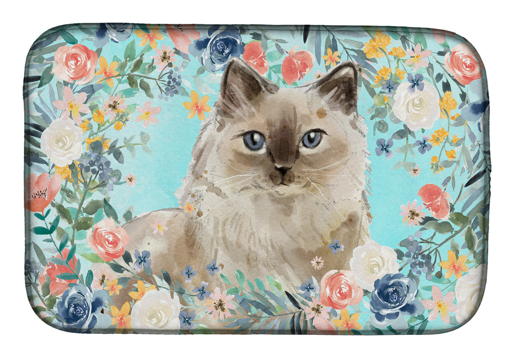Ragdoll Spring Flowers Dish Drying Mat Absorbent Dish Drying Mat Pad for Kitchen Counter Dish Drainer Mat for Countertop, 14 x 21", Multicolor