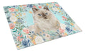 Ragdoll Spring Flowers Cutting Board Tempered Glass Kitchen Cutting Surface, Heat Resistant Chopping, Non-Slip Feet, Food Prep & Serving