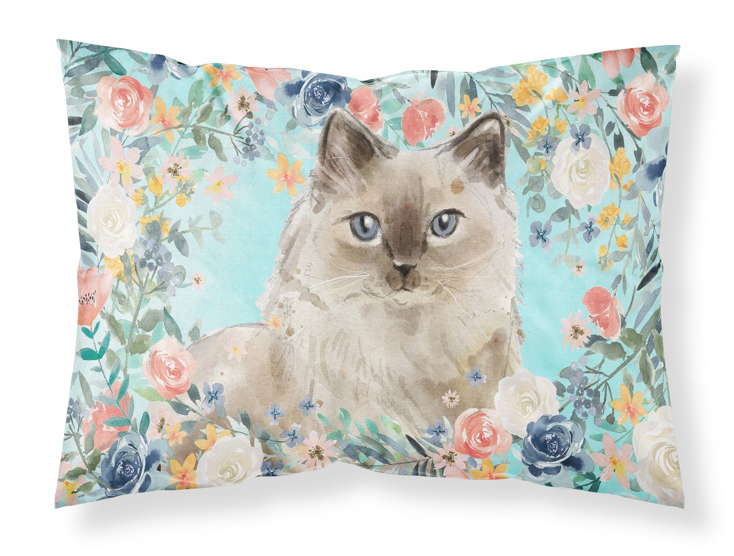 Ragdoll Spring Flowers Standard Pillowcase Lightweight Super Soft Easy Care Decorative Artwork Pillowcase, Standard