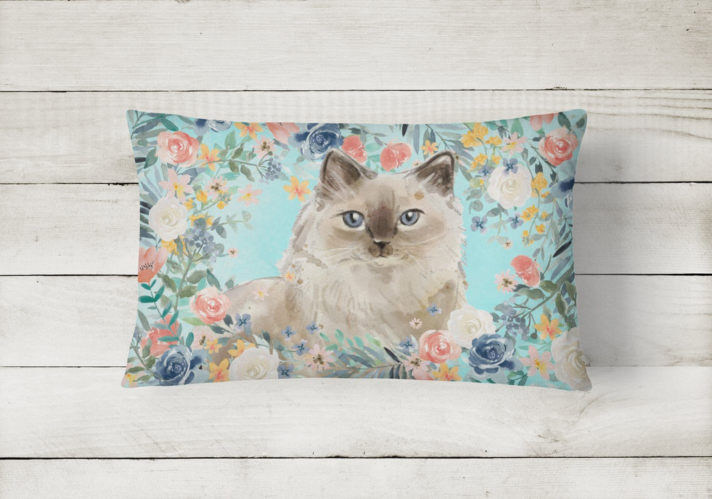 Ragdoll Spring Flowers Decorative Throw Pillow 12x16 Indoor Outdoor Accent Cushion, Fabric Cover with Insert for Sofa, Bed, Porch & Living Room