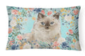 Ragdoll Spring Flowers Decorative Throw Pillow 12x16 Indoor Outdoor Accent Cushion, Fabric Cover with Insert for Sofa, Bed, Porch & Living Room