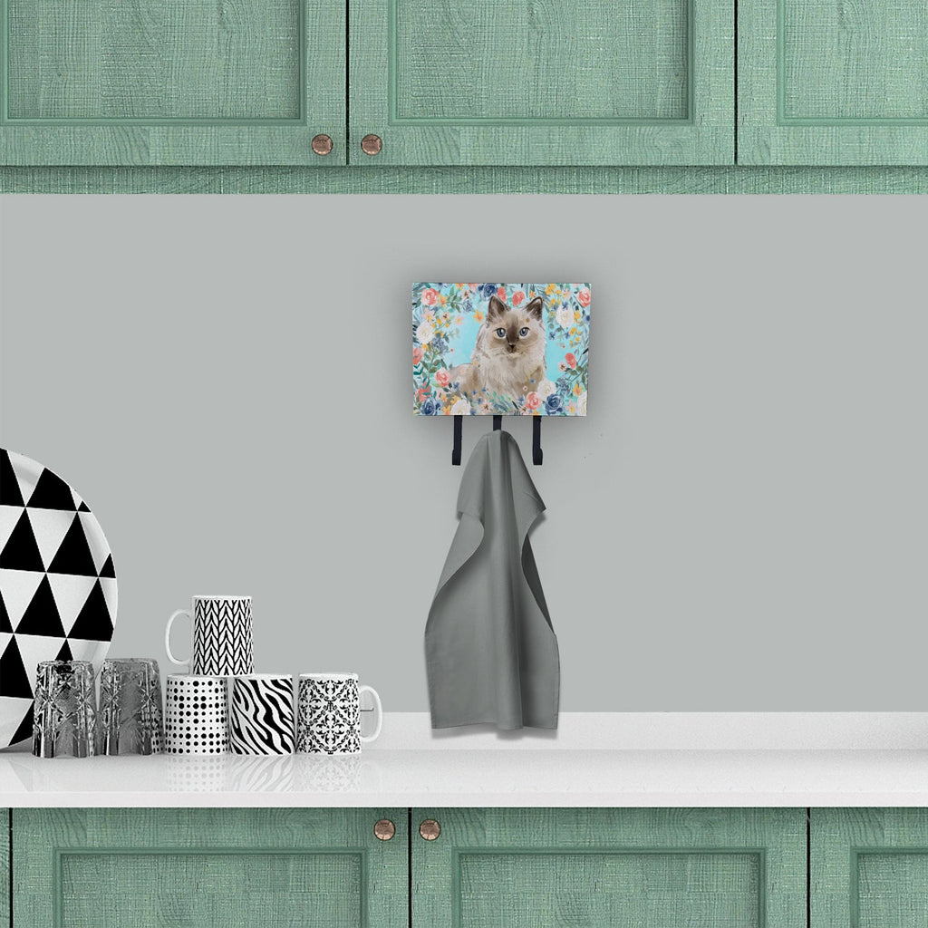 Ragdoll Spring Flowers Leash or Key Holder Wall Hooks, Coat Rack Wall Mount, for Hanging Keys, Towels, Aprons, Leashes