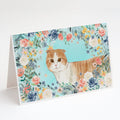 Scottish Fold Spring Flowers Greeting Cards Pack of 8 Blank Cards with Envelopes Whimsical A7 Size 5x7
