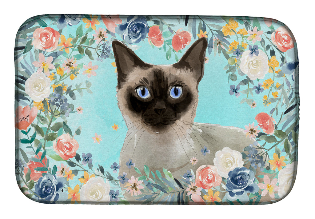 Siamese Spring Flowers Dish Drying Mat Absorbent Dish Drying Mat Pad for Kitchen Counter Dish Drainer Mat for Countertop, 14 x 21", Multicolor