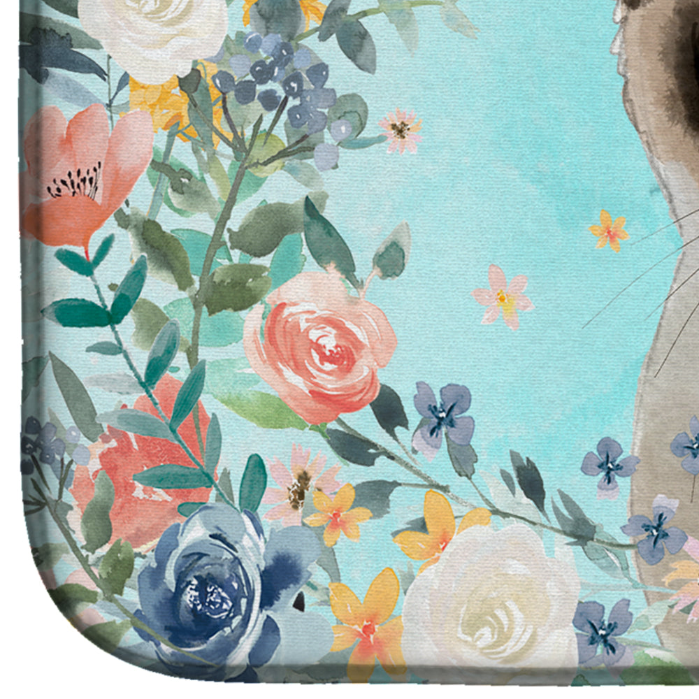 Siamese Spring Flowers Dish Drying Mat Absorbent Dish Drying Mat Pad for Kitchen Counter Dish Drainer Mat for Countertop, 14 x 21", Multicolor