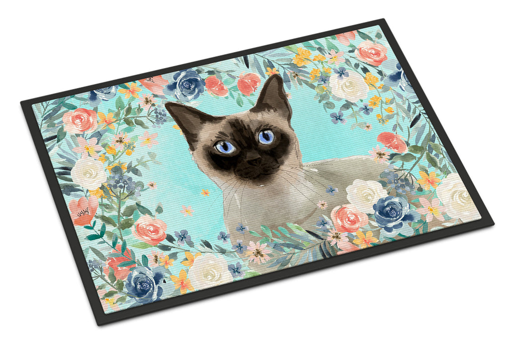 Siamese Spring Flowers Doormat Indoor Outdoor 24H X 36W Front Door Mat Rugs for Entryway, Non Slip Washable Low Pile,