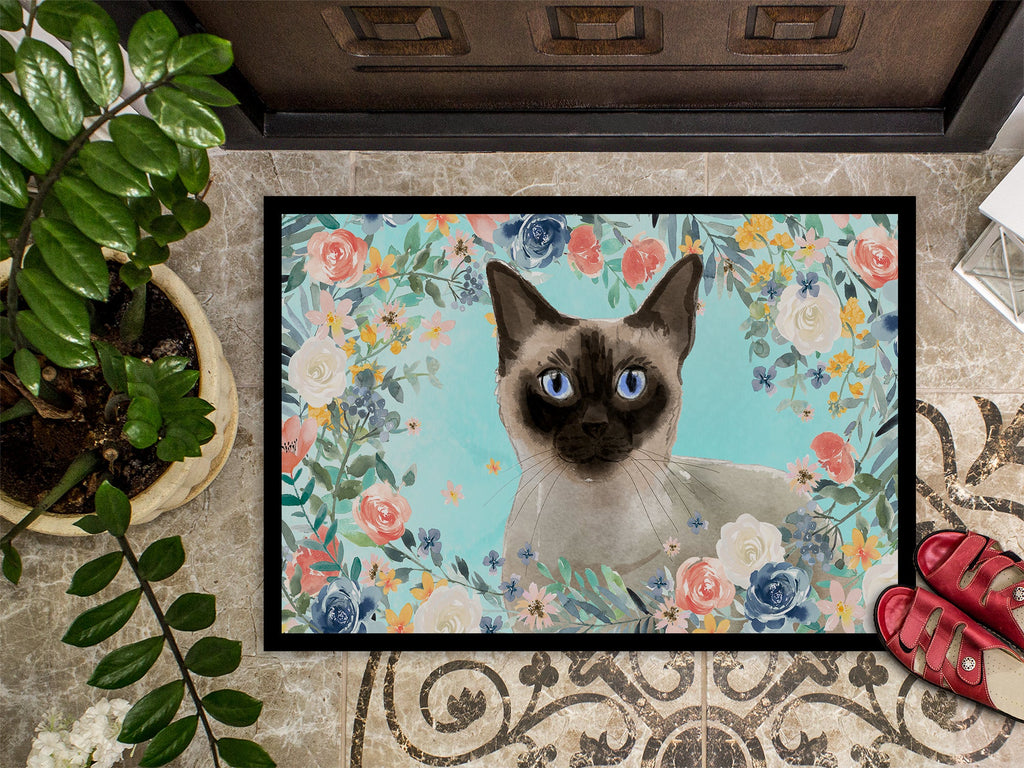 Siamese Spring Flowers Doormat Indoor Outdoor 24H X 36W Front Door Mat Rugs for Entryway, Non Slip Washable Low Pile,