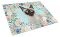Siamese Spring Flowers Cutting Board Tempered Glass Kitchen Cutting Surface, Heat Resistant Chopping, Non-Slip Feet, Food Prep & Serving