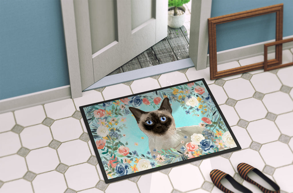 Siamese Spring Flowers Doormat Indoor Outdoor 18H X 27W Front Door Mat Rugs for Entryway, Non Slip Washable
