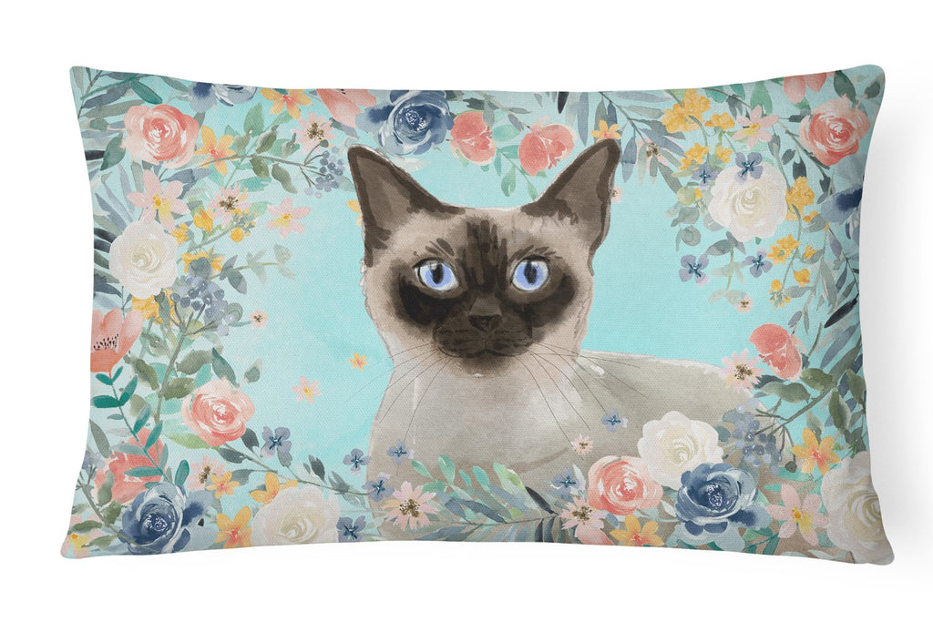 Siamese Spring Flowers Decorative Throw Pillow 12x16 Indoor Outdoor Accent Cushion, Fabric Cover with Insert for Sofa, Bed, Porch & Living Room