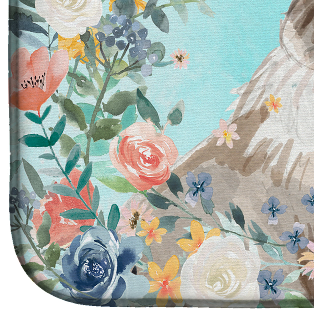 Siberian Spring Flowers Dish Drying Mat Absorbent Dish Drying Mat Pad for Kitchen Counter Dish Drainer Mat for Countertop, 14 x 21", Multicolor