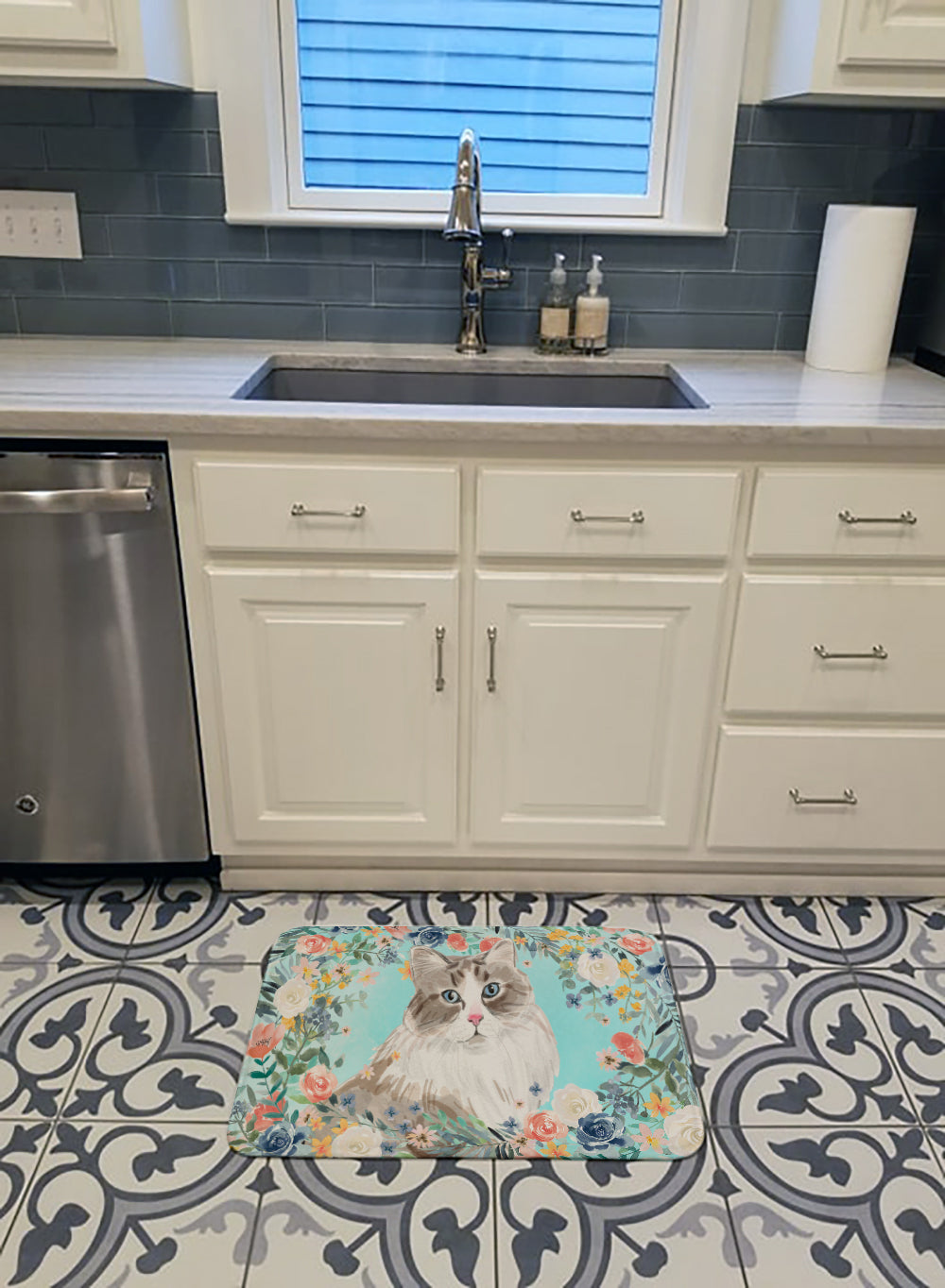 Siberian Spring Flowers Memory Foam Kitchen Mat Machine Washable Anti-Fatigue Cushion Comfort Bath or Kitchen Rug