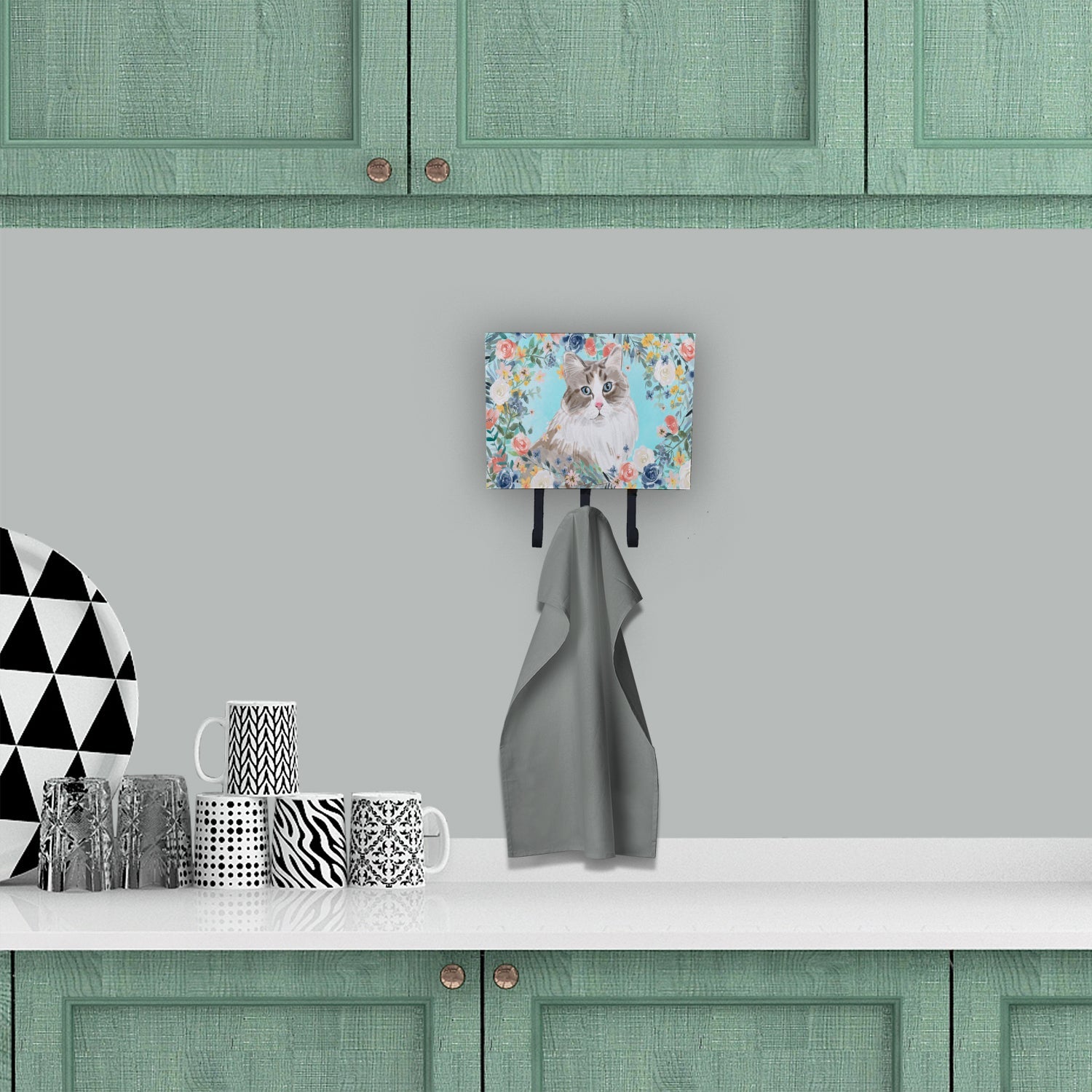 Siberian Spring Flowers Leash or Key Holder Wall Hooks, Coat Rack Wall Mount, for Hanging Keys, Towels, Aprons, Leashes