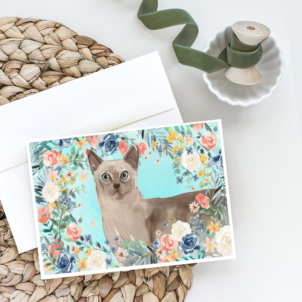 Tonkinese Spring Flowers Greeting Cards Pack of 8 Blank Cards with Envelopes Whimsical A7 Size 5x7
