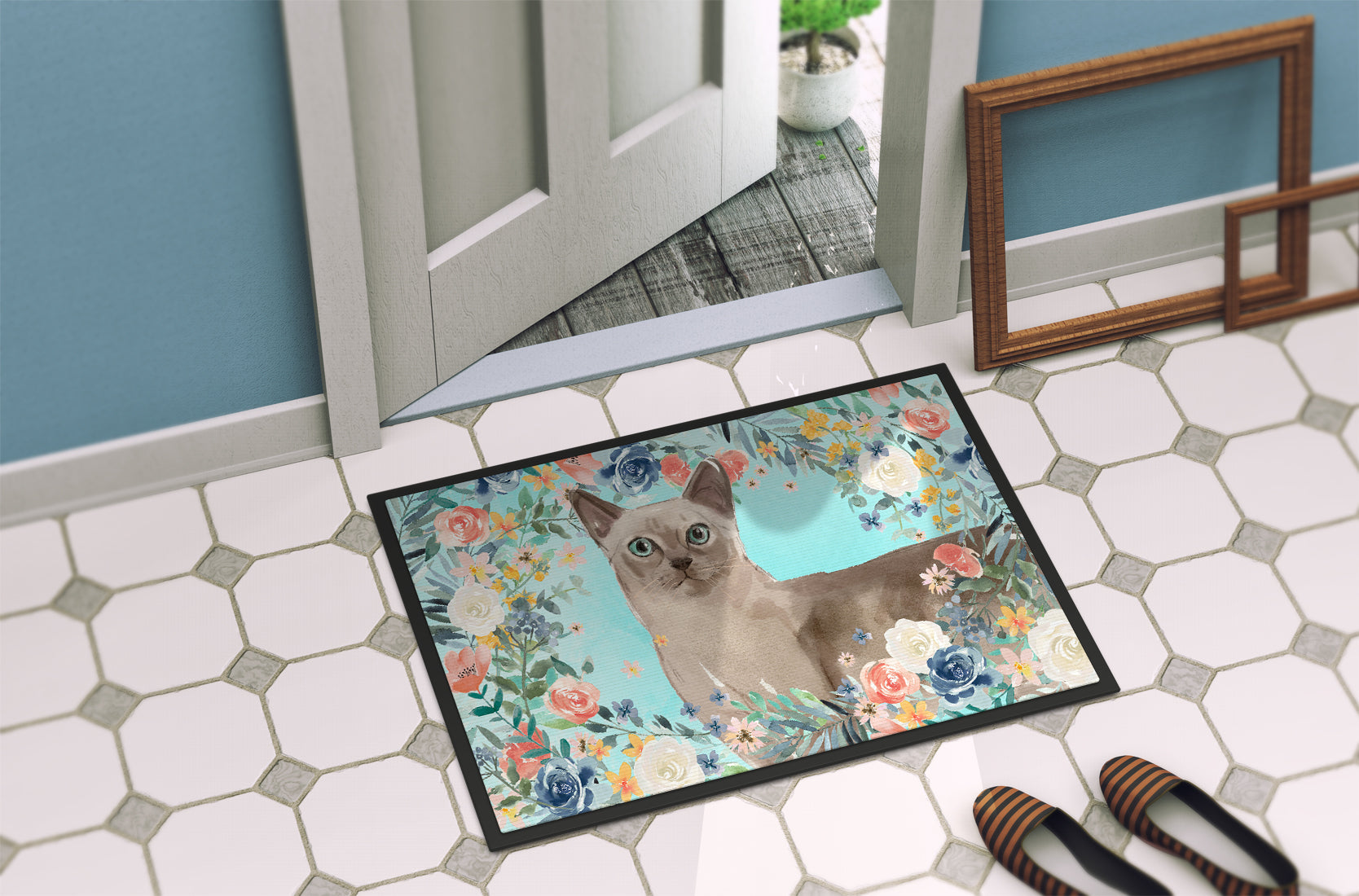 Tonkinese Spring Flowers Doormat Indoor Outdoor 24H X 36W Front Door Mat Rugs for Entryway, Non Slip Washable Low Pile,