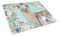 Tonkinese Spring Flowers Cutting Board Tempered Glass Kitchen Cutting Surface, Heat Resistant Chopping, Non-Slip Feet, Food Prep & Serving