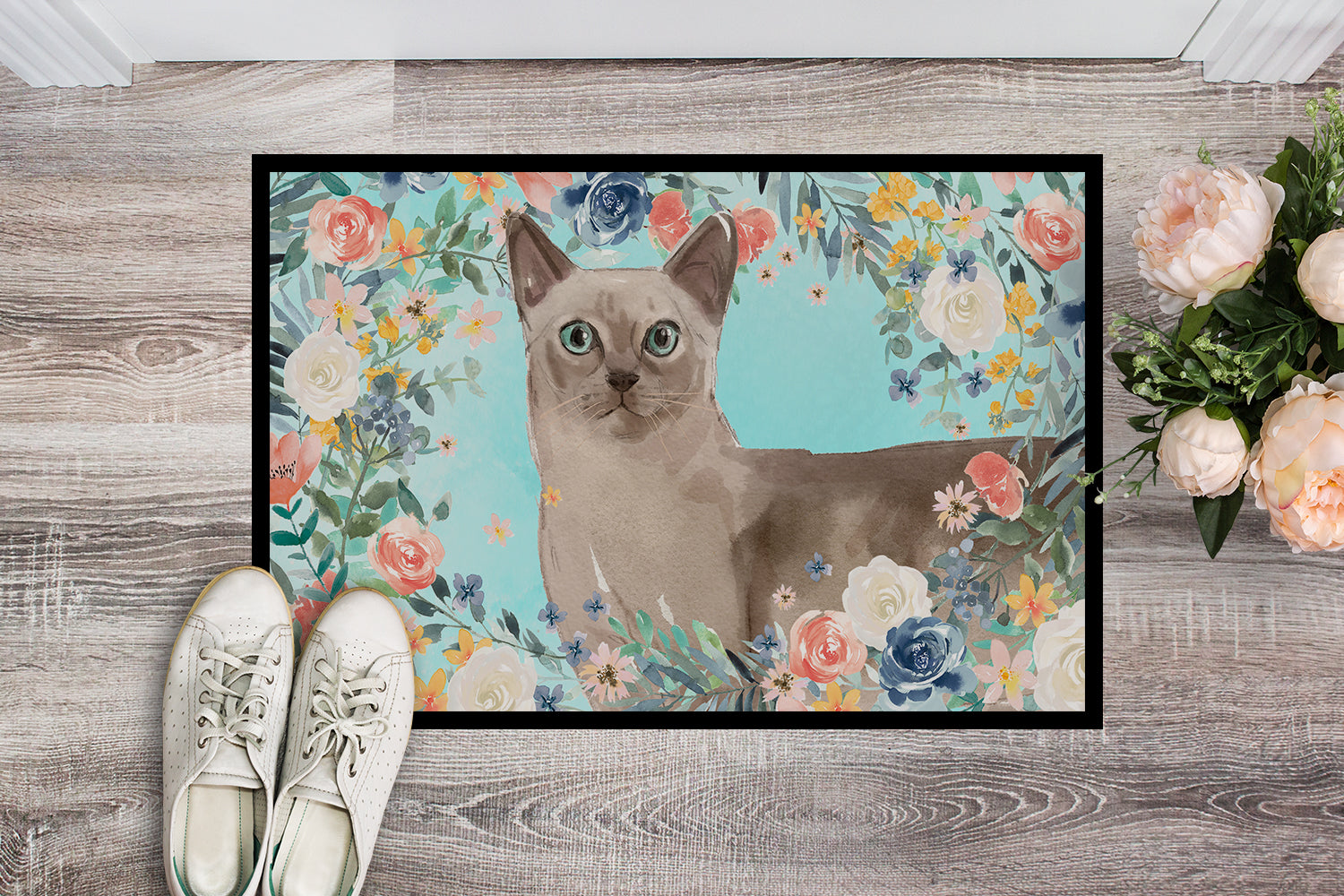 Tonkinese Spring Flowers Doormat Indoor Outdoor 18H X 27W Front Door Mat Rugs for Entryway, Non Slip Washable