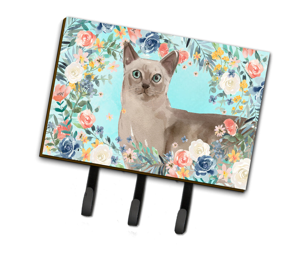 Tonkinese Spring Flowers Leash or Key Holder Wall Hooks, Coat Rack Wall Mount, for Hanging Keys, Towels, Aprons, Leashes