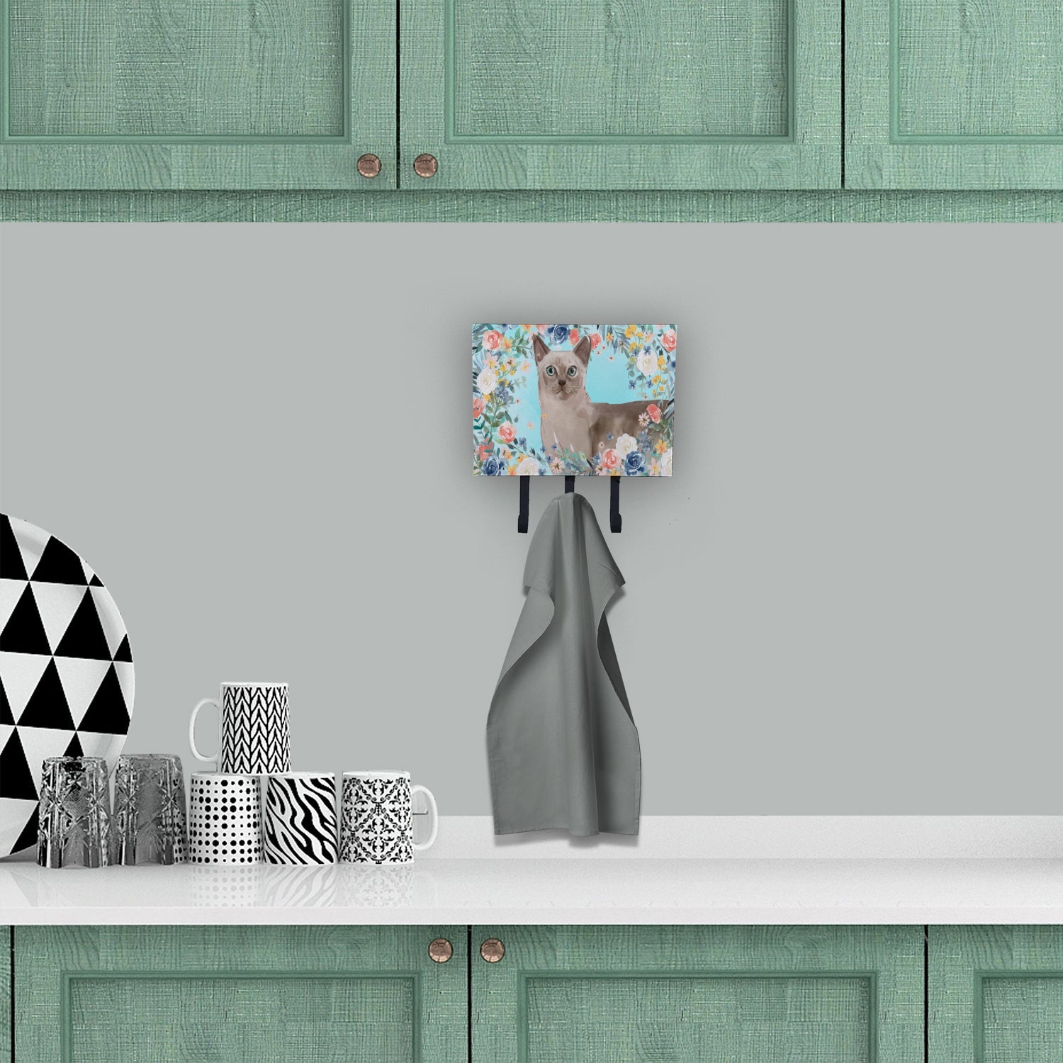 Tonkinese Spring Flowers Leash or Key Holder Wall Hooks, Coat Rack Wall Mount, for Hanging Keys, Towels, Aprons, Leashes