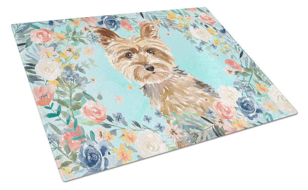 Yorkie Cutting Board Tempered Glass Kitchen Cutting Surface, Heat Resistant Chopping, Non-Slip Feet, Food Prep & Serving