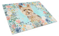 Yorkie Cutting Board Tempered Glass Kitchen Cutting Surface, Heat Resistant Chopping, Non-Slip Feet, Food Prep & Serving
