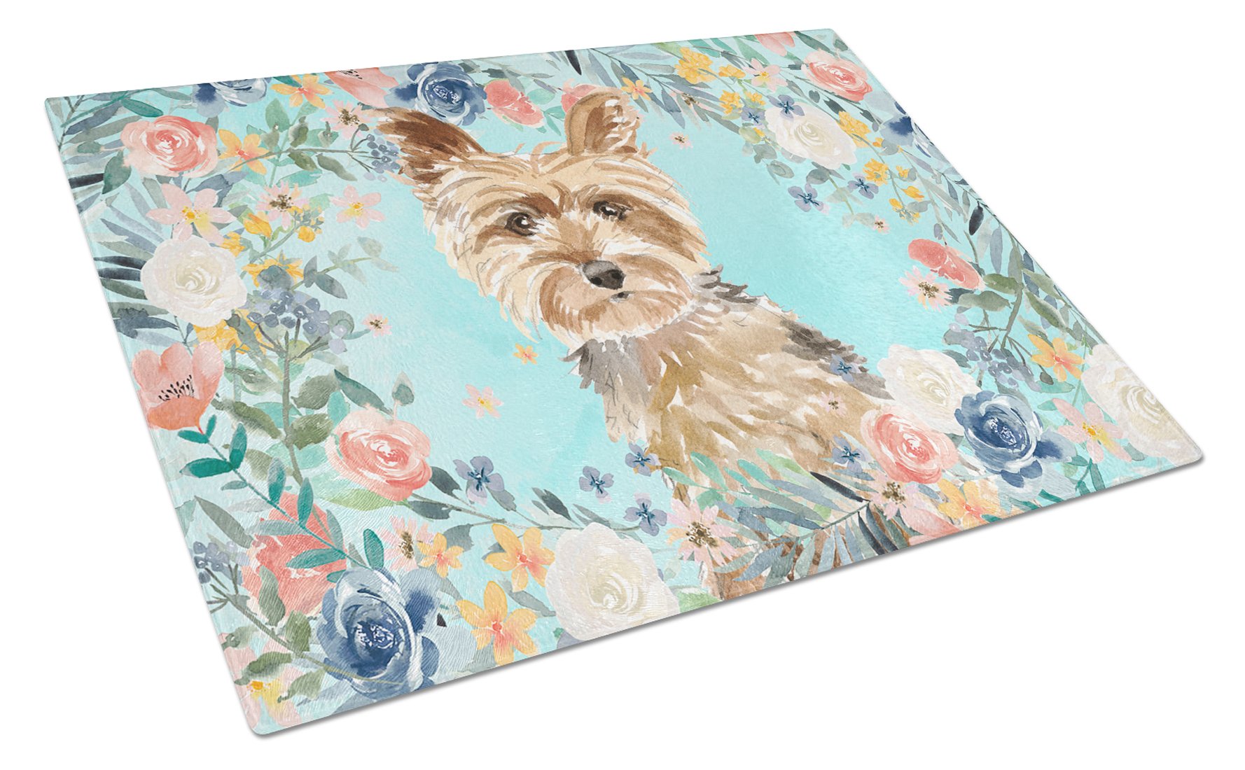 Yorkie Cutting Board Tempered Glass Kitchen Cutting Surface, Heat Resistant Chopping, Non-Slip Feet, Food Prep & Serving