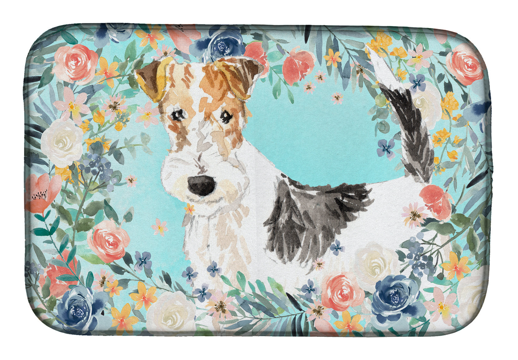 Fox Terrier Dish Drying Mat Absorbent Dish Drying Mat Pad for Kitchen Counter Dish Drainer Mat for Countertop, 14 x 21", Multicolor