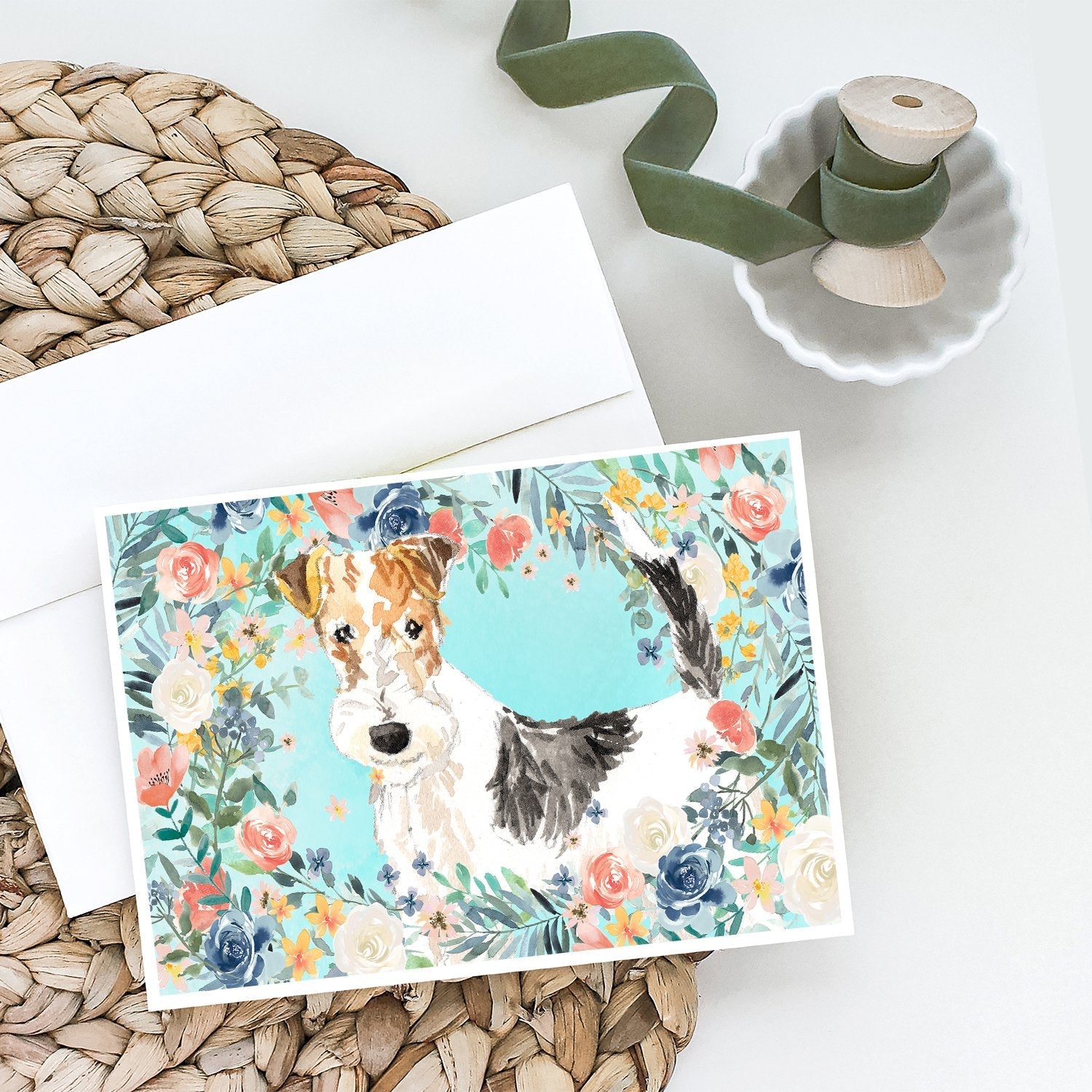 Fox Terrier Greeting Cards Pack of 8 Blank Cards with Envelopes Whimsical A7 Size 5x7