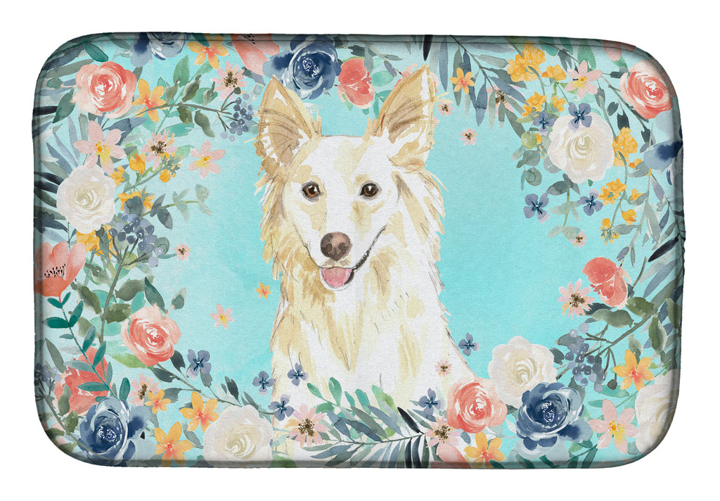 White Collie Dish Drying Mat Absorbent Dish Drying Mat Pad for Kitchen Counter Dish Drainer Mat for Countertop, 14 x 21", Multicolor