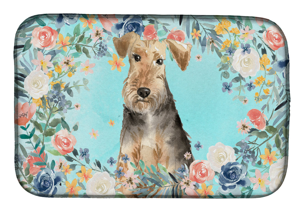 Airedale Terrier Dish Drying Mat Absorbent Dish Drying Mat Pad for Kitchen Counter Dish Drainer Mat for Countertop, 14 x 21", Multicolor