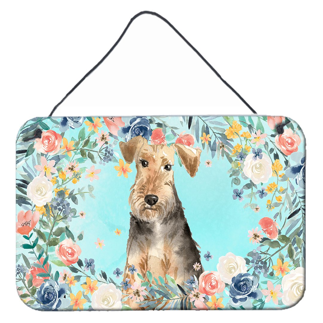 Airedale Terrier Wall or Door Hanging Prints Aluminum Metal Sign Kitchen Wall Bar Bathroom Plaque Home Decor, 8HX12W, Multicolor