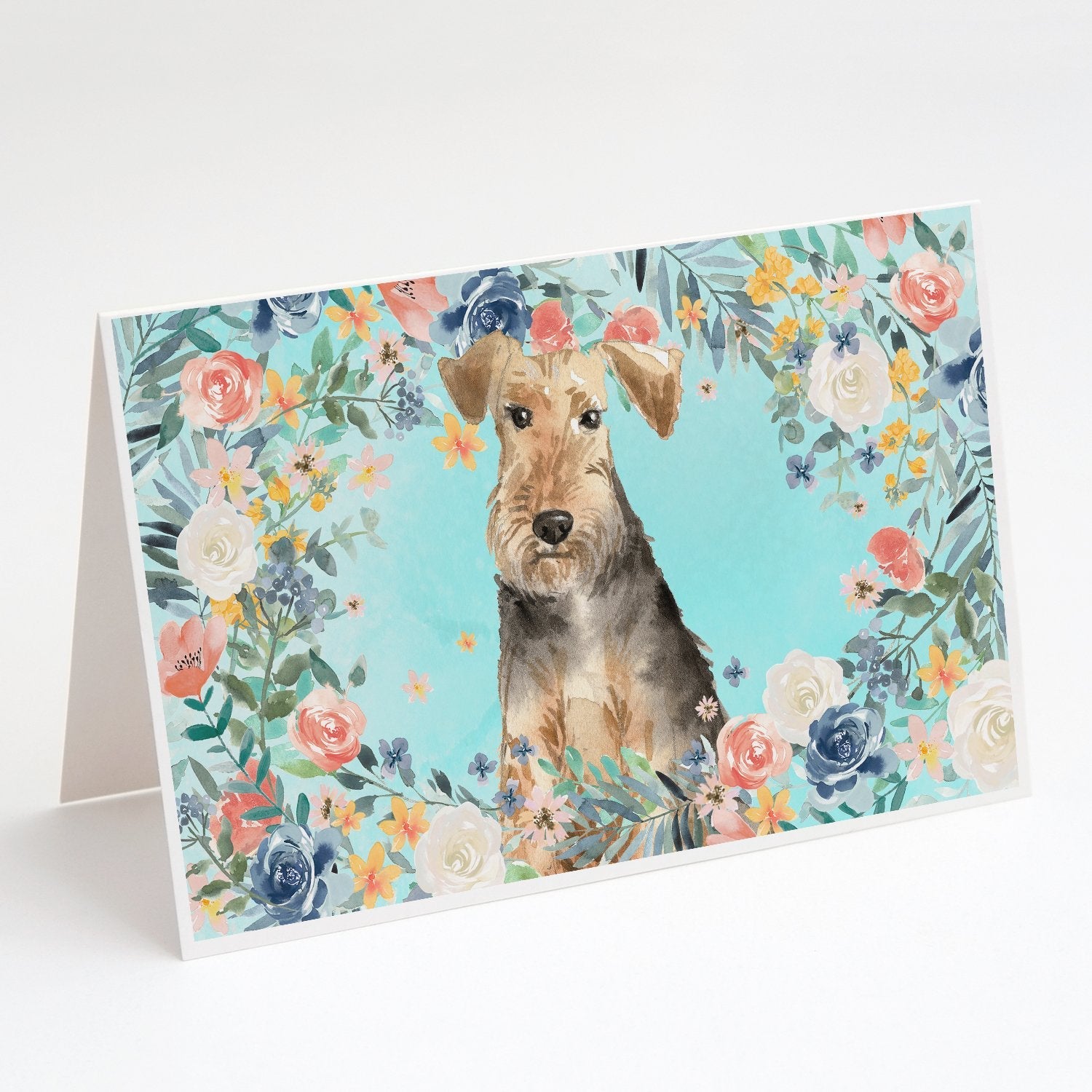 Airedale Terrier Greeting Cards Pack of 8 Blank Cards with Envelopes Whimsical A7 Size 5x7