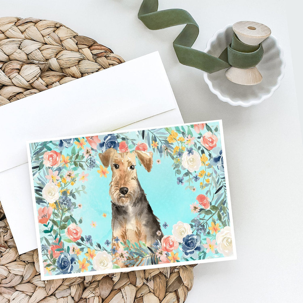 Airedale Terrier Greeting Cards Pack of 8 Blank Cards with Envelopes Whimsical A7 Size 5x7