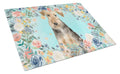 Airedale Terrier Cutting Board Tempered Glass Kitchen Cutting Surface, Heat Resistant Chopping, Non-Slip Feet, Food Prep & Serving