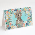 Weimaraner Greeting Cards Pack of 8 Blank Cards with Envelopes Whimsical A7 Size 5x7