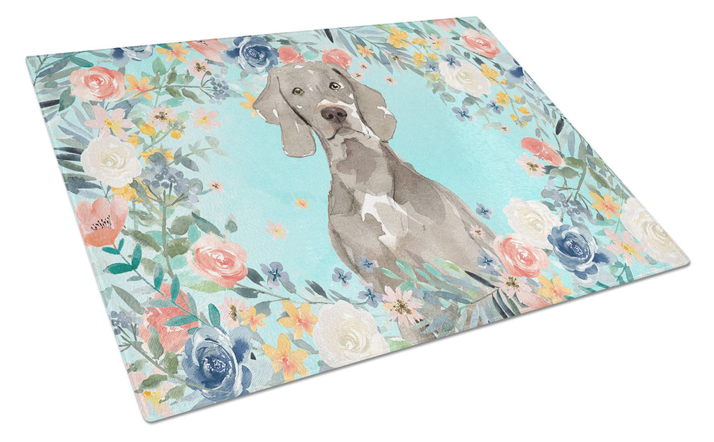 Weimaraner Cutting Board Tempered Glass Kitchen Cutting Surface, Heat Resistant Chopping, Non-Slip Feet, Food Prep & Serving