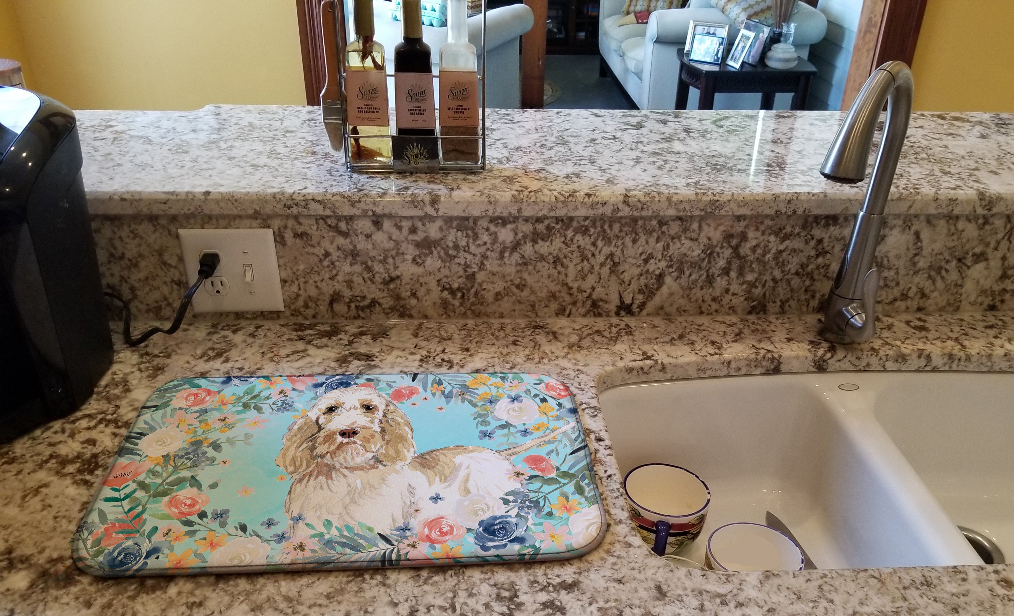 Spinone Italiano Dish Drying Mat Absorbent Dish Drying Mat Pad for Kitchen Counter Dish Drainer Mat for Countertop, 14 x 21", Multicolor