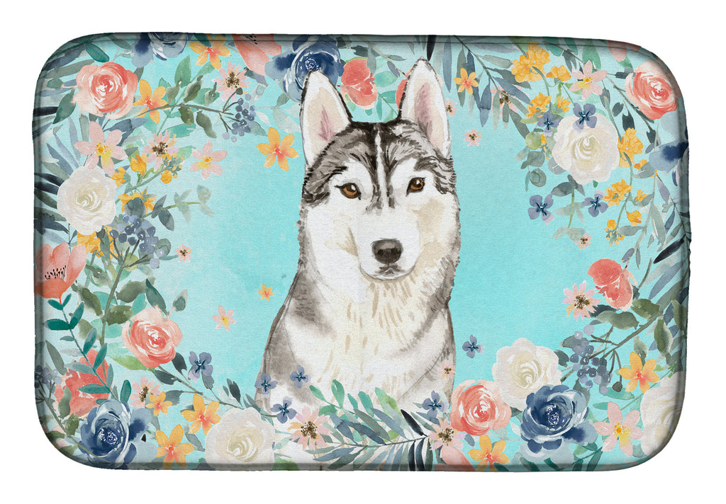 Siberian Husky Dish Drying Mat Absorbent Dish Drying Mat Pad for Kitchen Counter Dish Drainer Mat for Countertop, 14 x 21", Multicolor