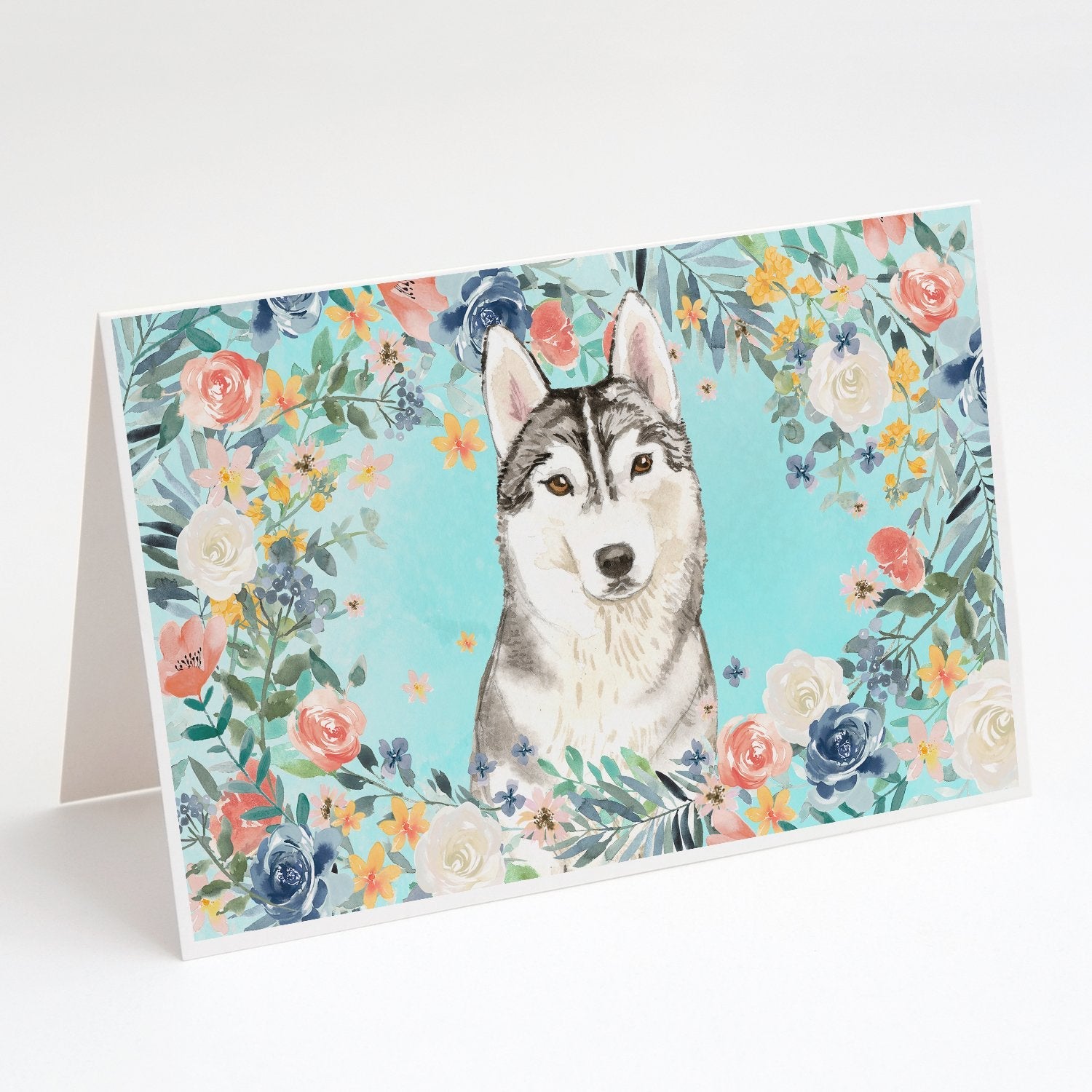 Siberian Husky Greeting Cards Pack of 8 Blank Cards with Envelopes Whimsical A7 Size 5x7