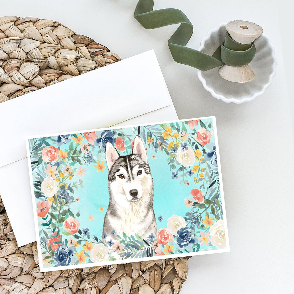 Siberian Husky Greeting Cards Pack of 8 Blank Cards with Envelopes Whimsical A7 Size 5x7