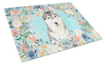 Siberian Husky Cutting Board Tempered Glass Kitchen Cutting Surface, Heat Resistant Chopping, Non-Slip Feet, Food Prep & Serving