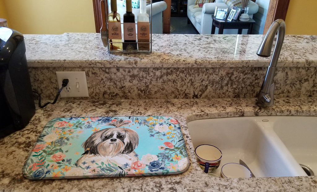 Shih Tzu Dish Drying Mat Absorbent Dish Drying Mat Pad for Kitchen Counter Dish Drainer Mat for Countertop, 14 x 21", Multicolor