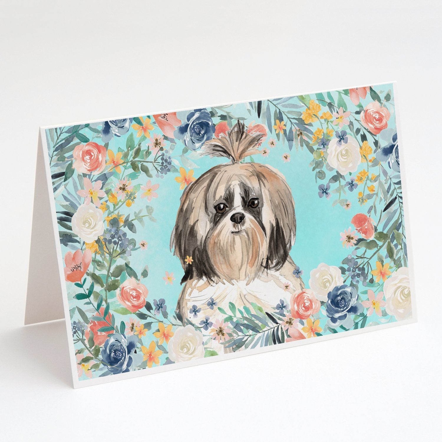 Shih Tzu Greeting Cards Pack of 8 Blank Cards with Envelopes Whimsical A7 Size 5x7
