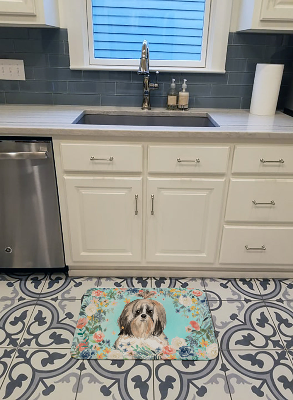 Shih Tzu Memory Foam Kitchen Mat Machine Washable Anti-Fatigue Cushion Comfort Bath or Kitchen Rug