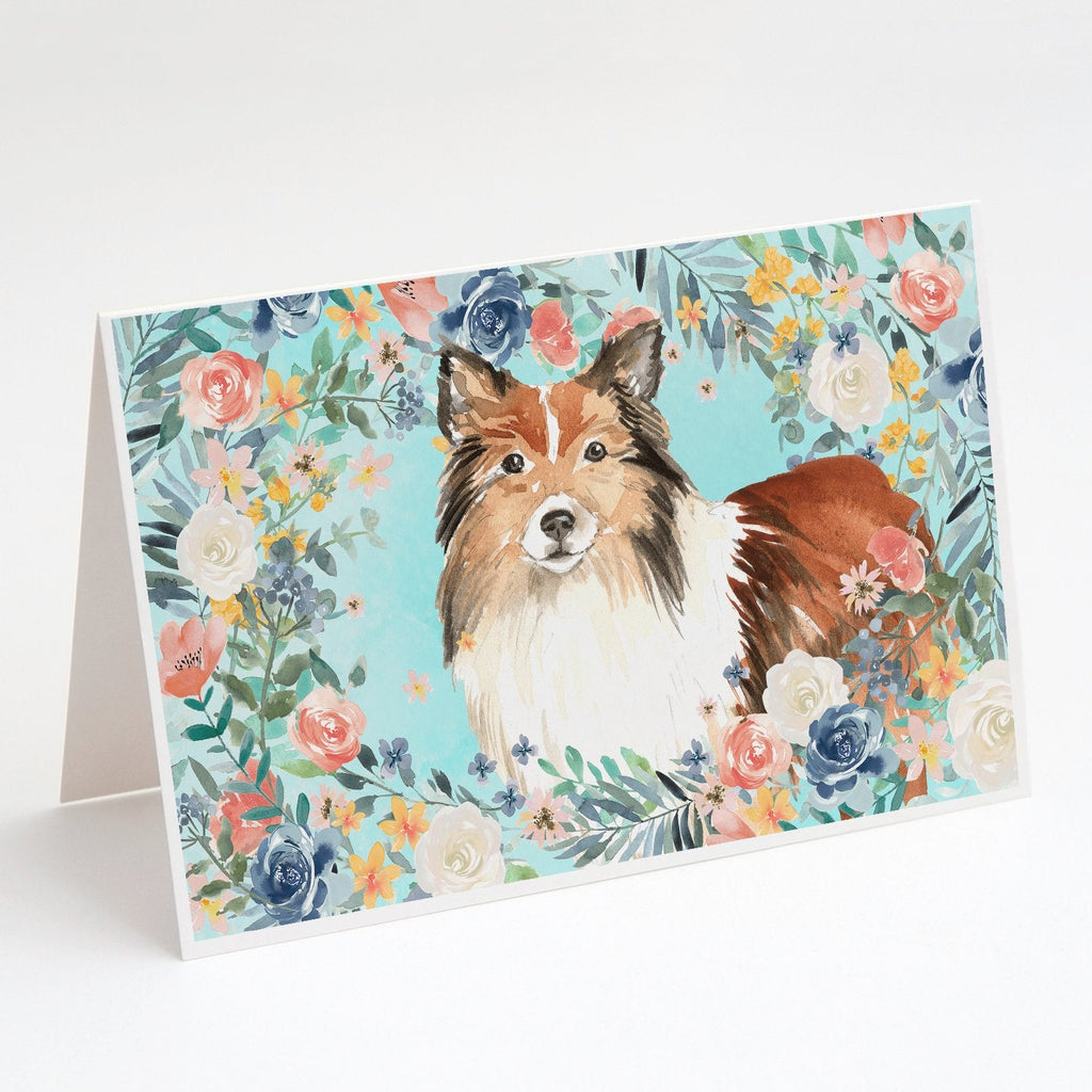 Sheltie Greeting Cards Pack of 8 Blank Cards with Envelopes Whimsical A7 Size 5x7
